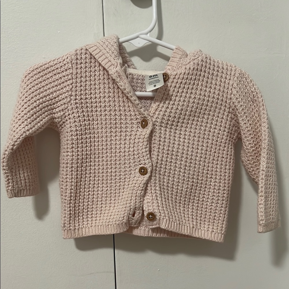 Pink Knit Button-Up Baby Cardigan